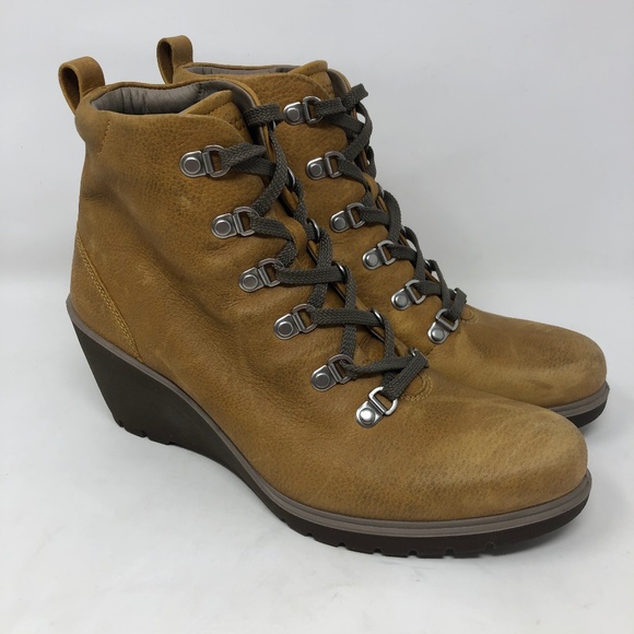 Ecco Shoes - ECCO Tan Leather Wedge Ankle Hiking Boots